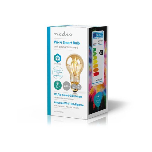 Nedis Wi-Fi Smart LED Filament Bulb | E27 | A60 | 5W | 500 lm Slike